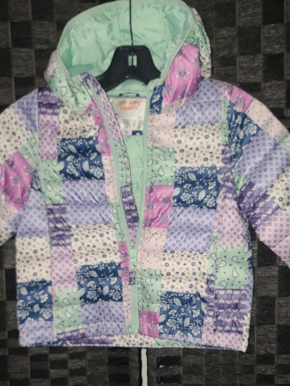 Jumping Beans quilted patchwork Puffer Jacket size 3T NWT